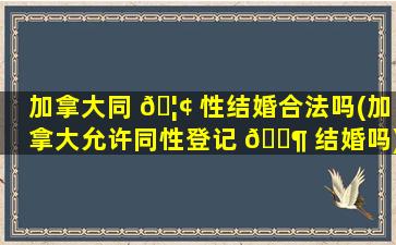 加拿大同 🦢 性结婚合法吗(加拿大允许同性登记 🐶 结婚吗)